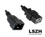 IEC cable C19 to C20 LSZH, 1.5mm², 16A, black, length 1.80m